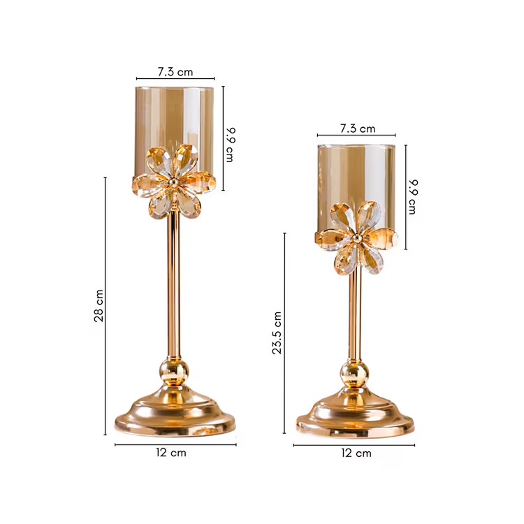 The metal and glass candle stand set - Image 3