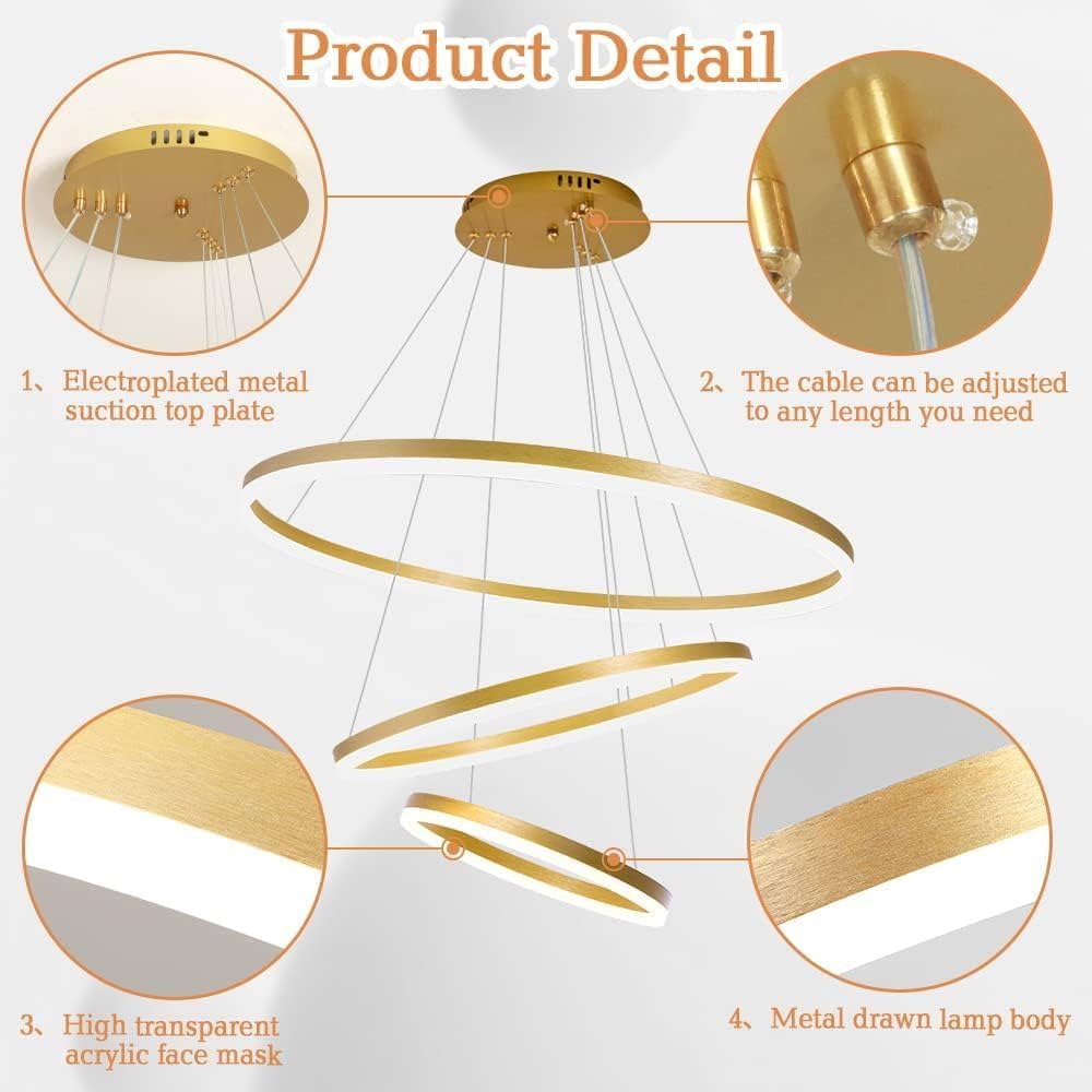Modern Double 3-Ring LED Pendant Light - Image 2