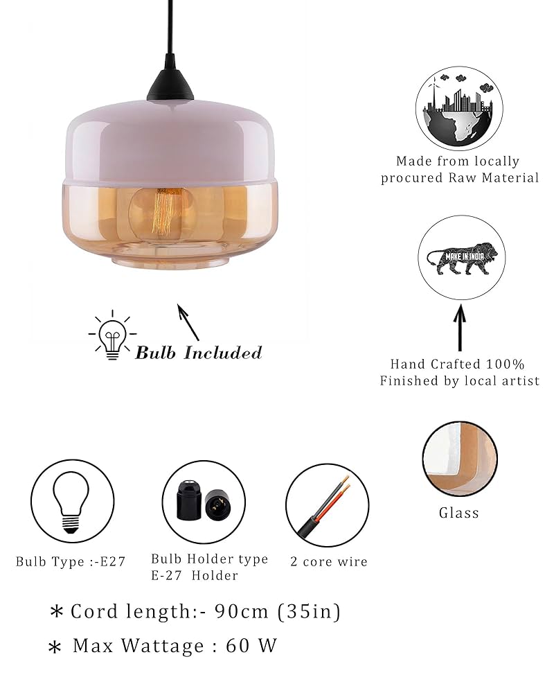 Glass Pendant Light White - Image 3