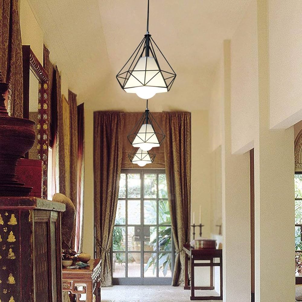 Black Diamond Cage Pendant Lights - Image 1