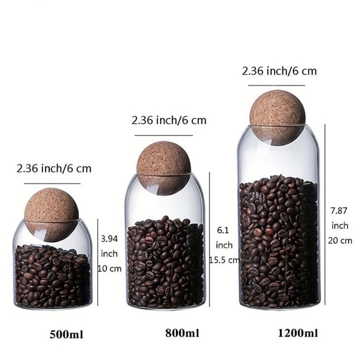 Glass jar with cork ball  - Image 1